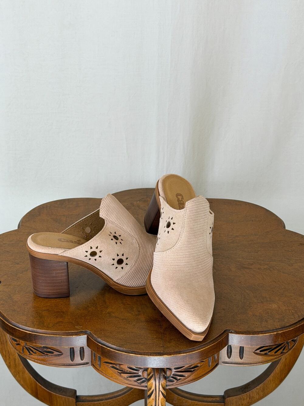 NIB Casta Tandem - Old Rose Suede- Fun Western Chunky Heel Mules #0279 EU 38